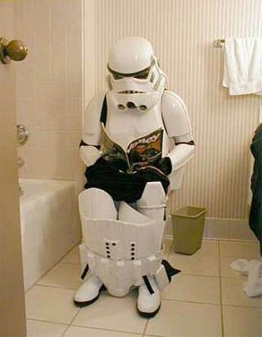 Storm Trooper sitting on a toilet